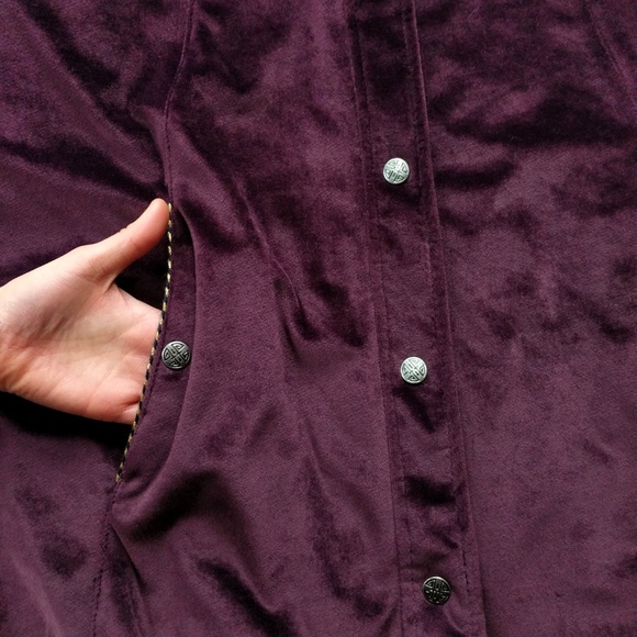 Boho Velvet Floral Reversible Parka Jacket Long Cardigan Coatigan Vintage M - Picture 5 of 8